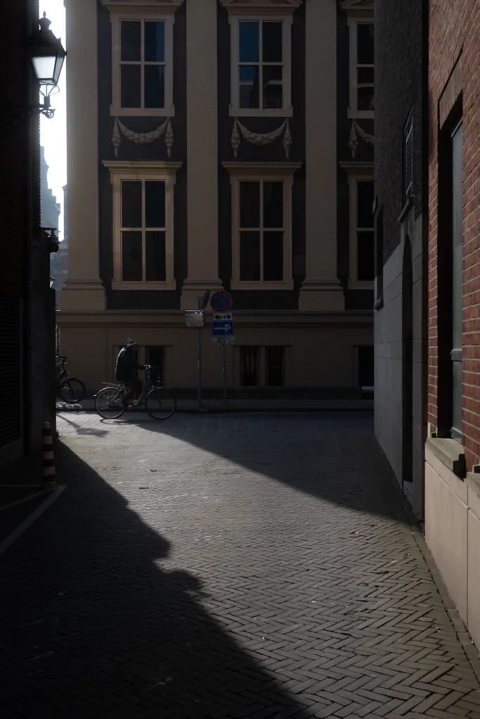 Street corner with a period facade in morning light